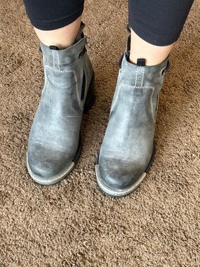 Fly London Women's Distressed Gray Leather Chelsea Booties